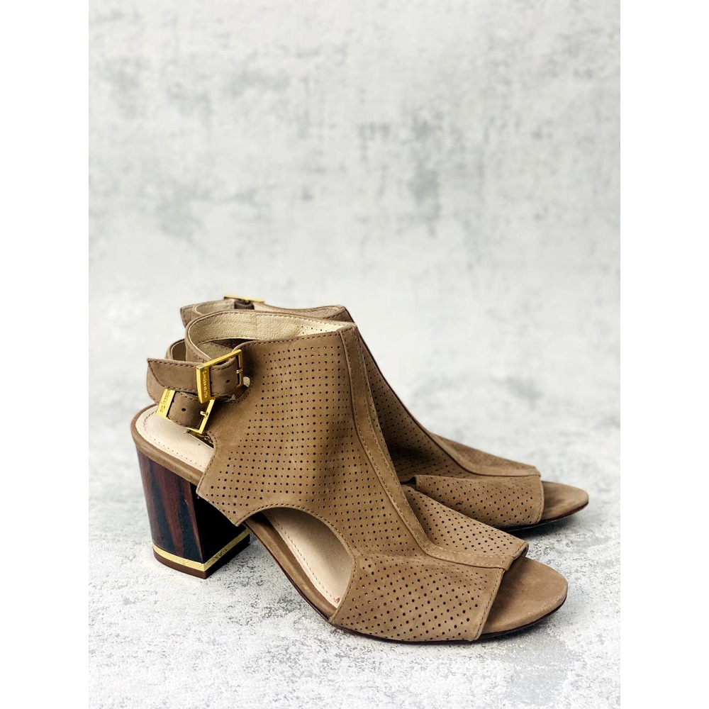 Louise et Cie Vanita Peep Toe Bootie Heel Lo-Vanta Brown Suede Cutout Bootie 7.5